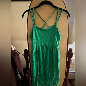 Green Spaghetti Strap Cross Back Dress Size Small Like New